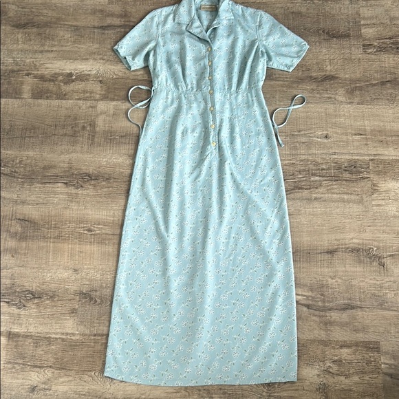 Vintage 90s Liz Claiborne floral print button front midi dress size 2 - Picture 3 of 7